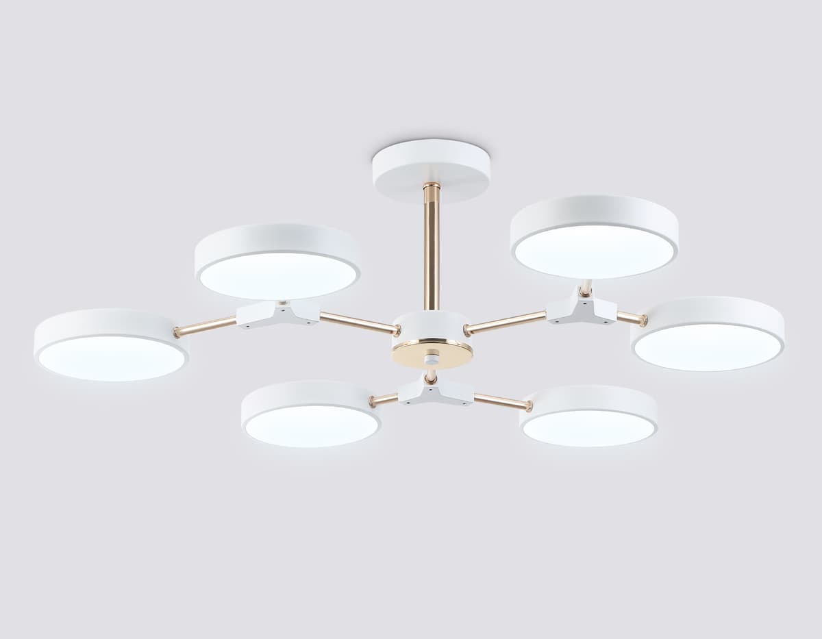 Люстра светодиодная на штанге FL516333/6 WH/FGD белый/золото 108W 3000-6000K D780*210 (без ПДУ) Ambrella Light 13