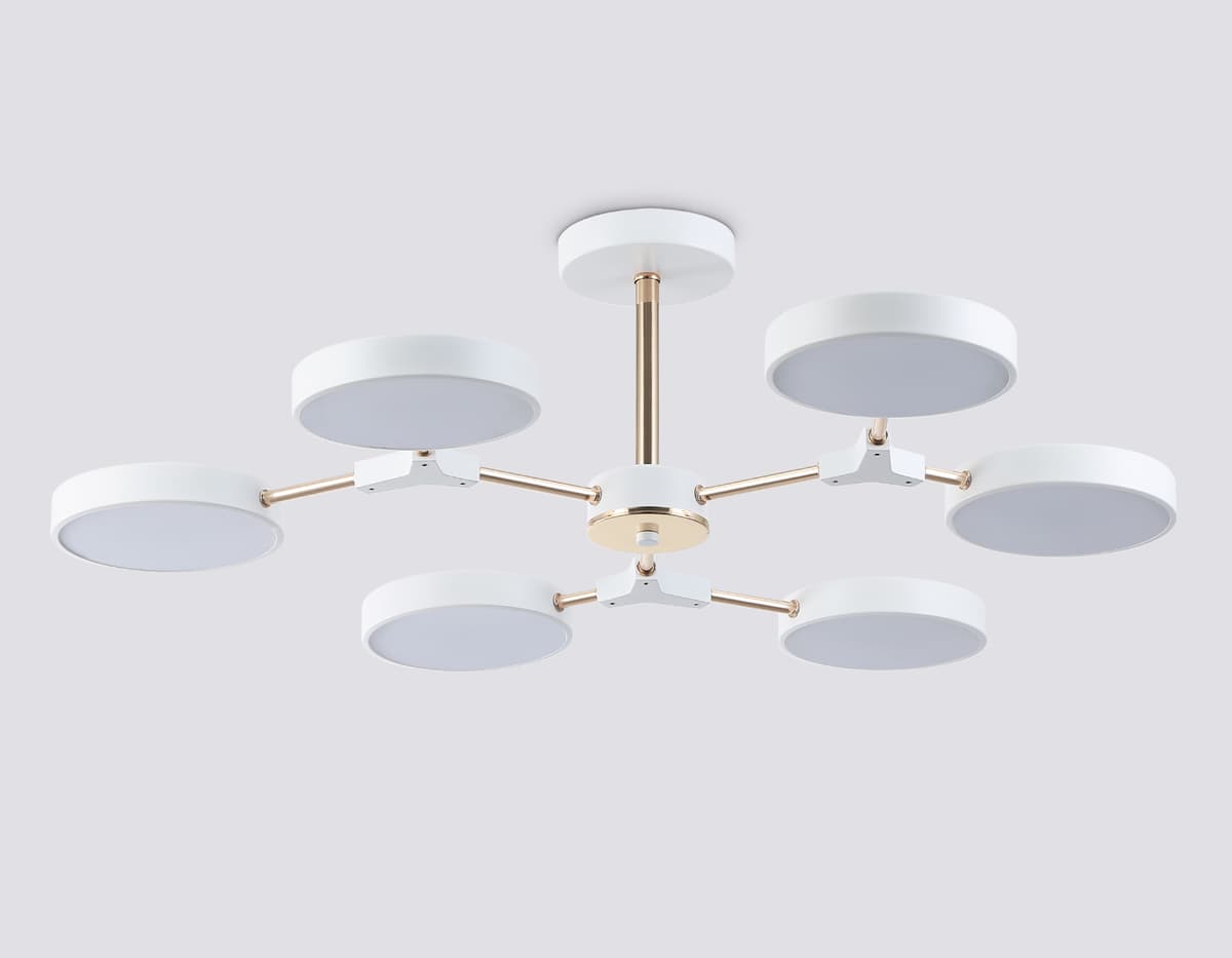 Люстра светодиодная на штанге FL516333/6 WH/FGD белый/золото 108W 3000-6000K D780*210 (без ПДУ) Ambrella Light 14