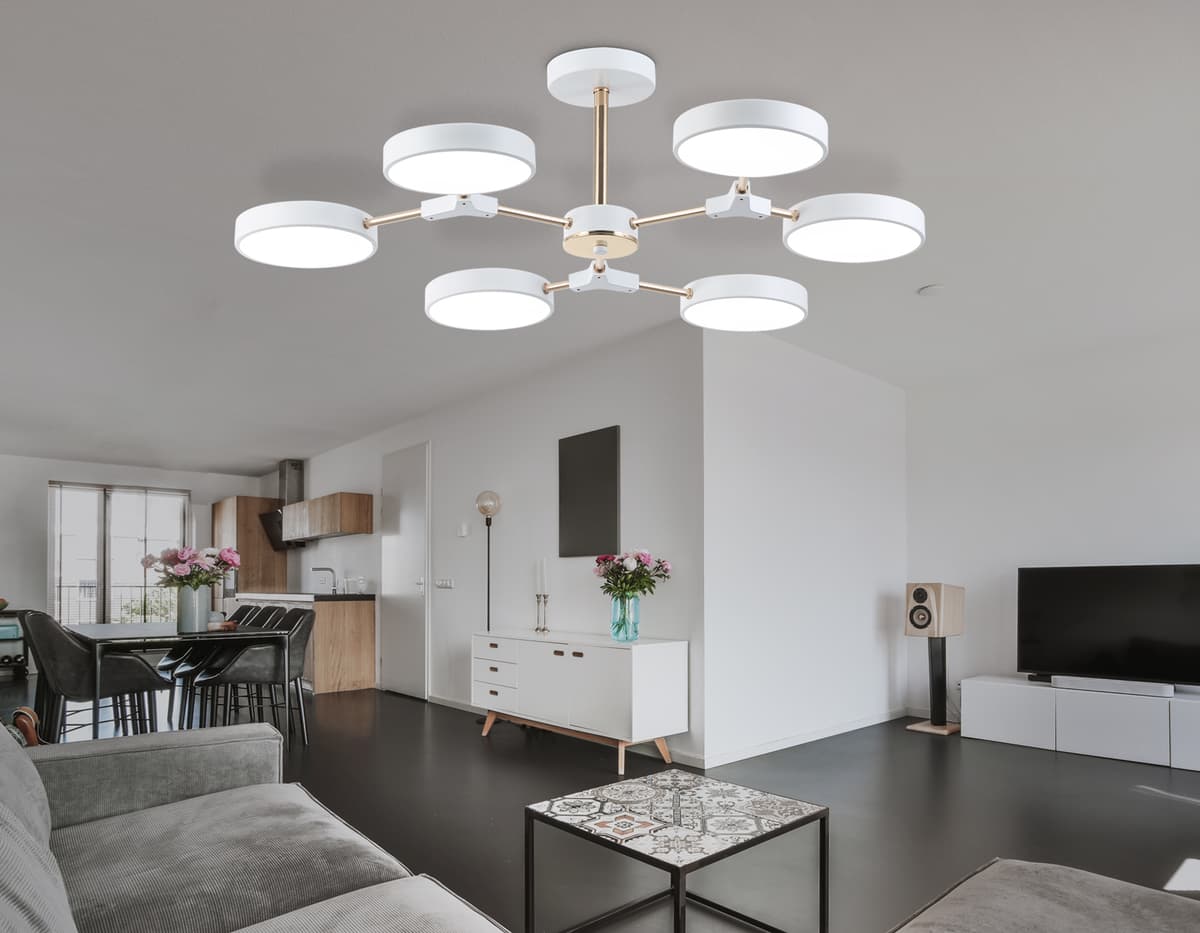 Люстра светодиодная на штанге FL516333/6 WH/FGD белый/золото 108W 3000-6000K D780*210 (без ПДУ) Ambrella Light 17