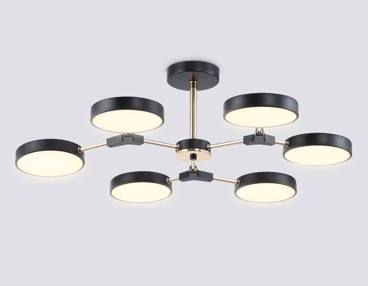 Люстра светодиодная на штанге FL516334/6 BK/FGD черный/золото 108W 3000-6000K D780*210 (без ПДУ) Ambrella Light 13