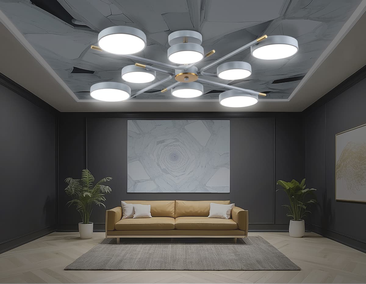Люстра светодиодная на штанге FL516339/8 GR/CP серый/медь 120W 3000-6000K D850*170 (без ПДУ) Ambrella Light 15