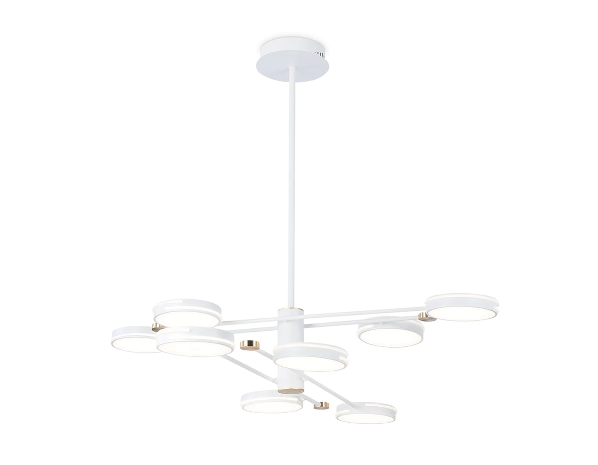 Подвесной светодиодный светильник FL51642/8 WH/GD белый/золото 3000K/4200K/6400K 67W D1000*850 (Без ПДУ) Ambrella Light 5