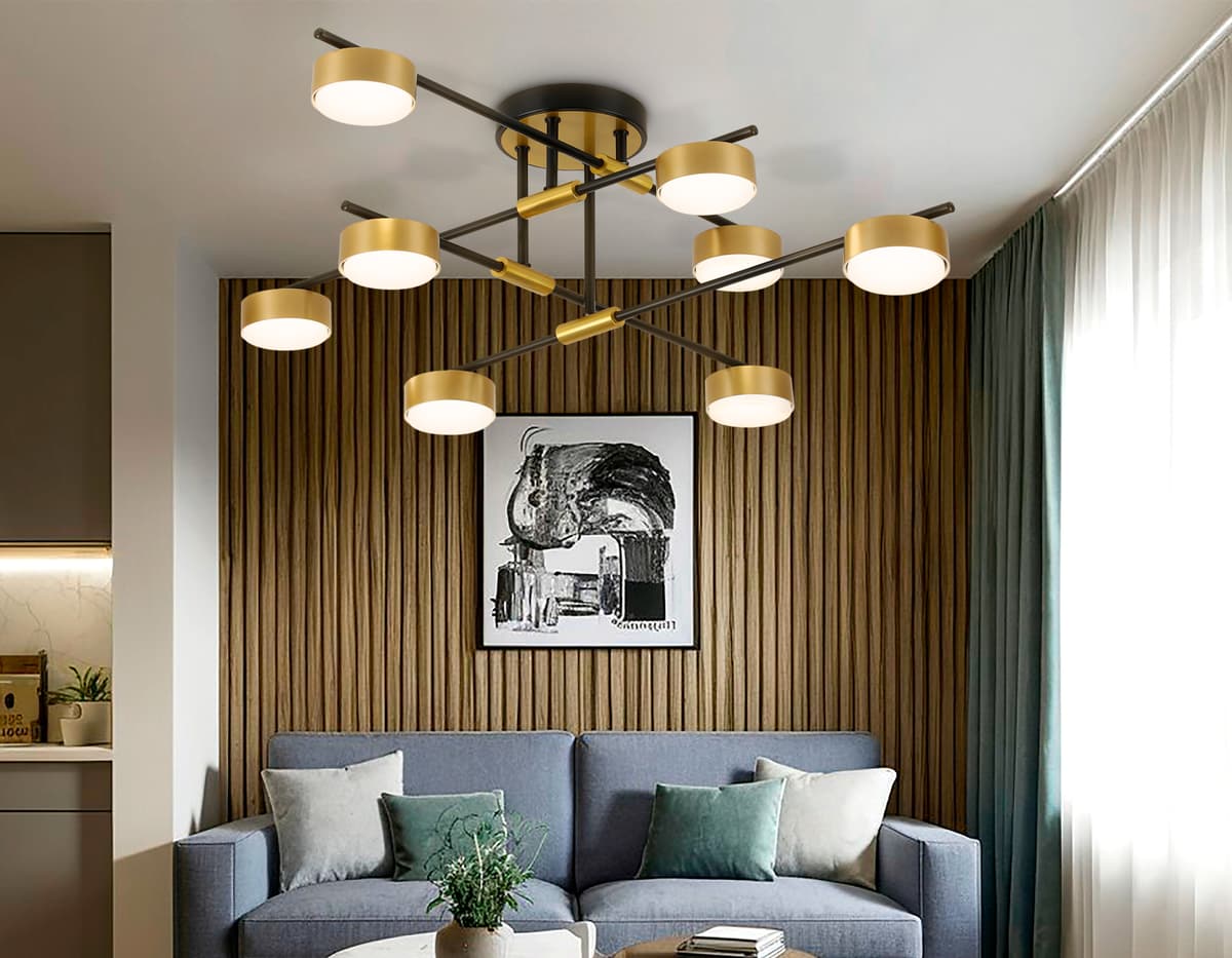 Потолочный светильник FL51752/8 BK/GD черный/золото GX53/8 max 12W 720*720*245 Ambrella Light 8