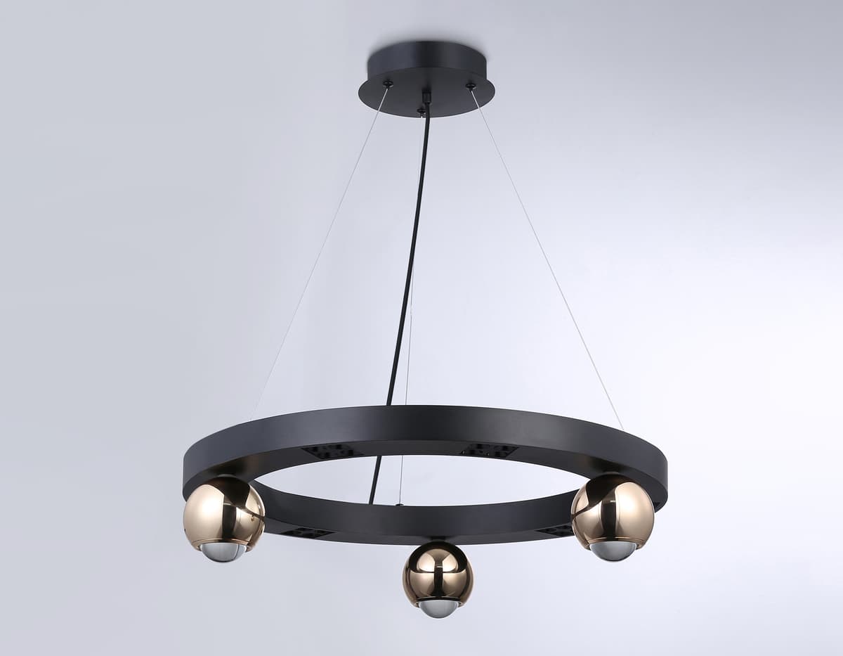 Подвесной светодиодный светильник FL5961 BK/GD черный/золото 4200K 32W D600*1200 (Без ПДУ) Ambrella Light 10