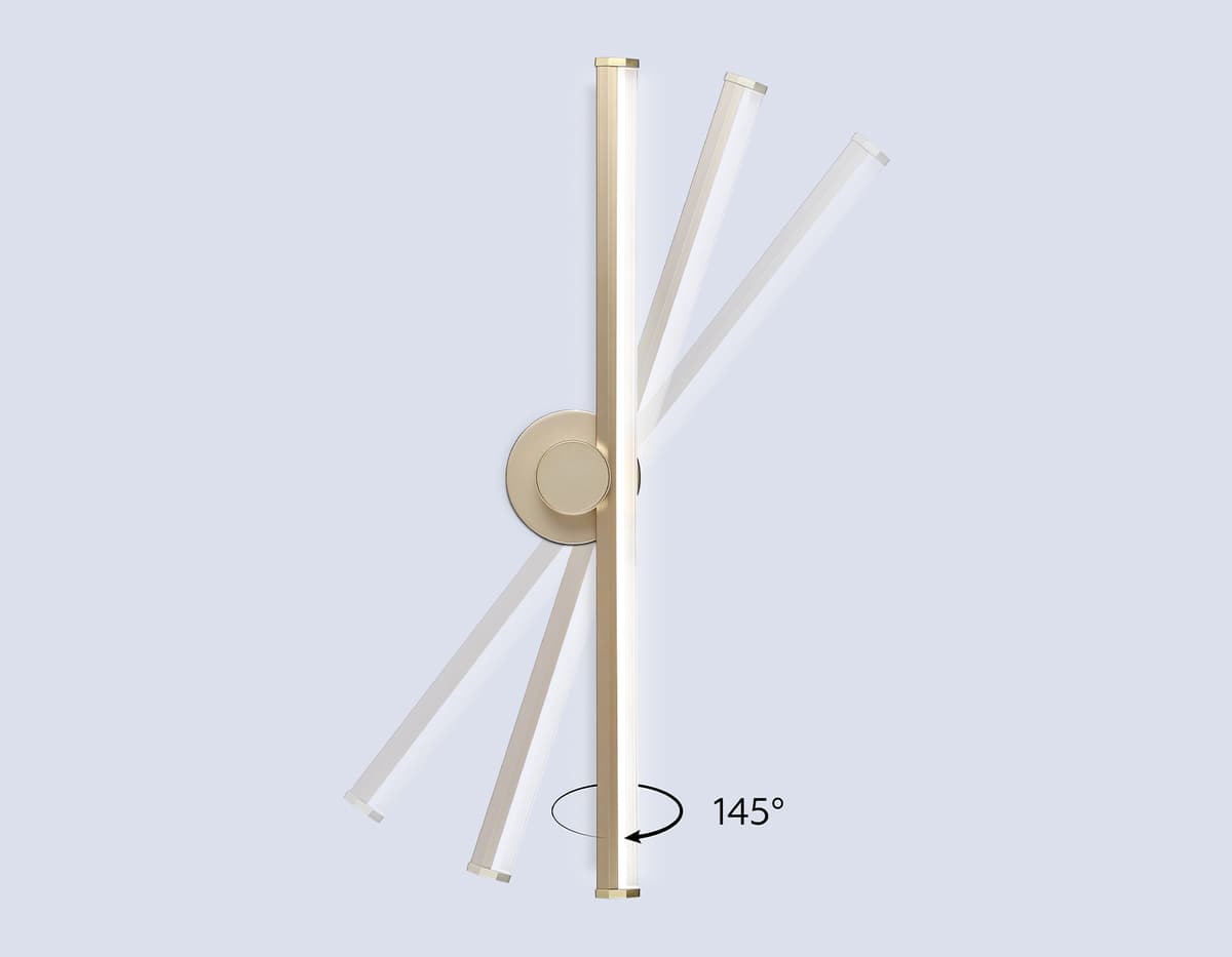 Настенный светодиодный светильник FL6104 GD золото 14W 3000K-6400K 605*100*60 Ambrella Light 14