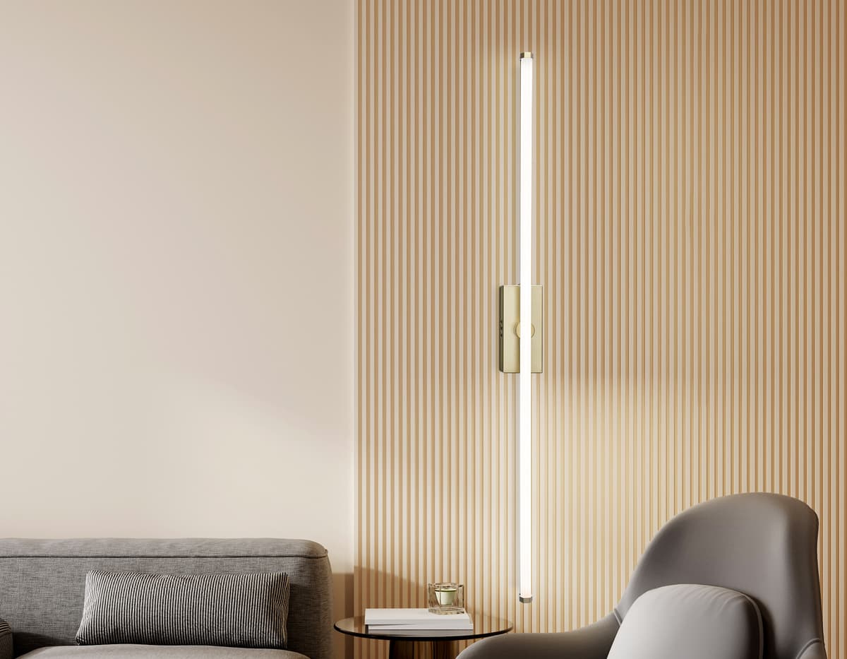 Настенный светодиодный светильник FL6124 GD золото 14W 3000K-6400K 610*45*80 Ambrella Light 16