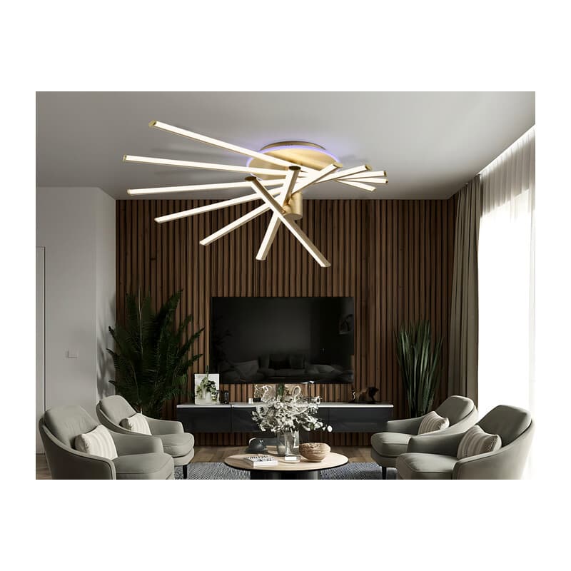 Потолочный светодиодный светильник с пультом FL6244 GD золото 125W 3000K-6400K+RGB 900*750*230 (ПДУ ИК) Ambrella Light 12