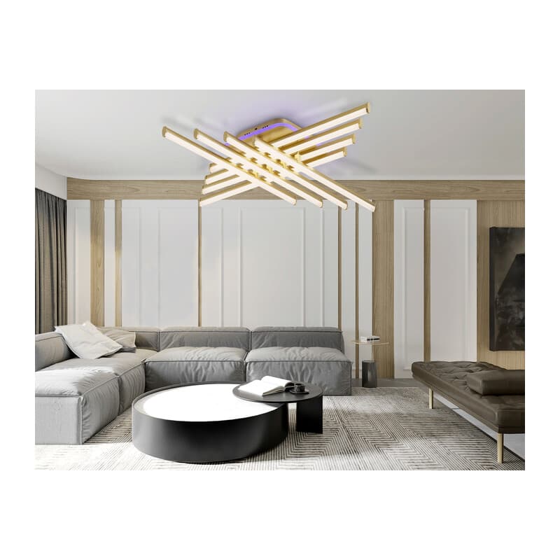 Потолочный светодиодный светильник с пультом FL6263 GD золото 115W 3000K-6400K+RGB 810*810*130 (ПДУ ИК) Ambrella Light 11