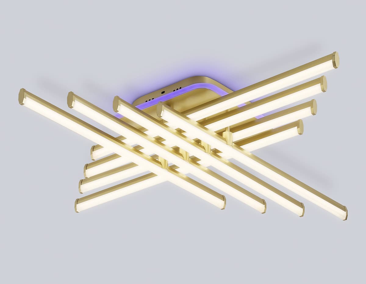Потолочный светодиодный светильник с пультом FL6263 GD золото 115W 3000K-6400K+RGB 810*810*130 (ПДУ ИК) Ambrella Light 13