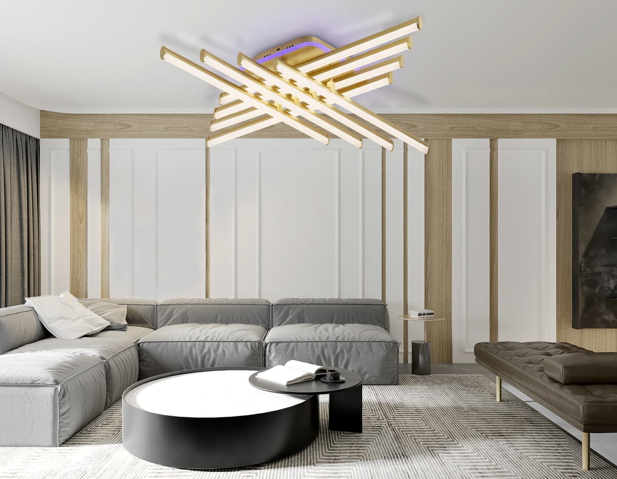 Потолочный светодиодный светильник с пультом FL6263 GD золото 115W 3000K-6400K+RGB 810*810*130 (ПДУ ИК) Ambrella Light 14