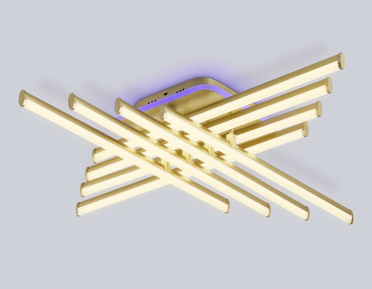 Потолочный светодиодный светильник с пультом FL6263 GD золото 115W 3000K-6400K+RGB 810*810*130 (ПДУ ИК) Ambrella Light 17