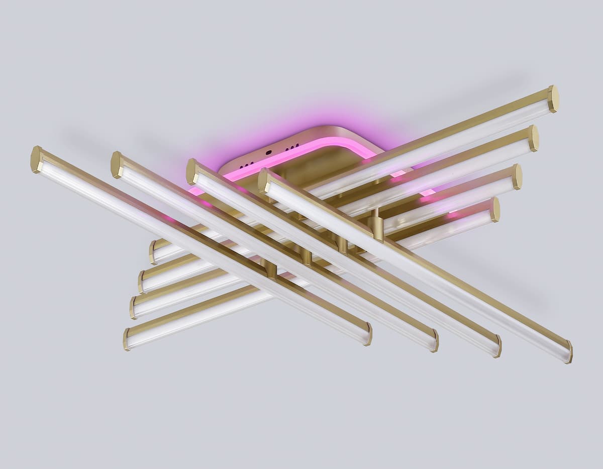 Потолочный светодиодный светильник с пультом FL6263 GD золото 115W 3000K-6400K+RGB 810*810*130 (ПДУ ИК) Ambrella Light 18
