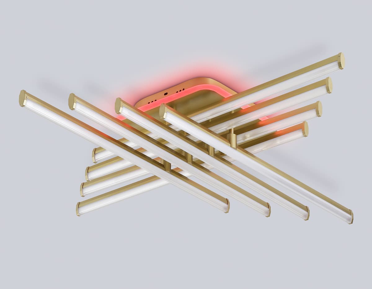 Потолочный светодиодный светильник с пультом FL6263 GD золото 115W 3000K-6400K+RGB 810*810*130 (ПДУ ИК) Ambrella Light 19