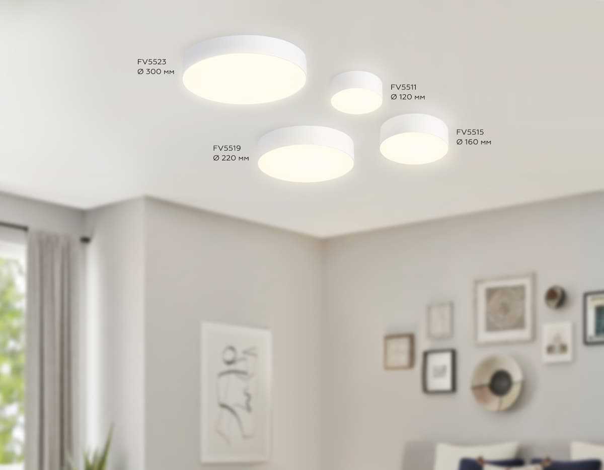 Потолочный светодиодный светильник FV5511 WH белый LED 15W 3000K D120*58 (Без ПДУ) Ambrella Light 12