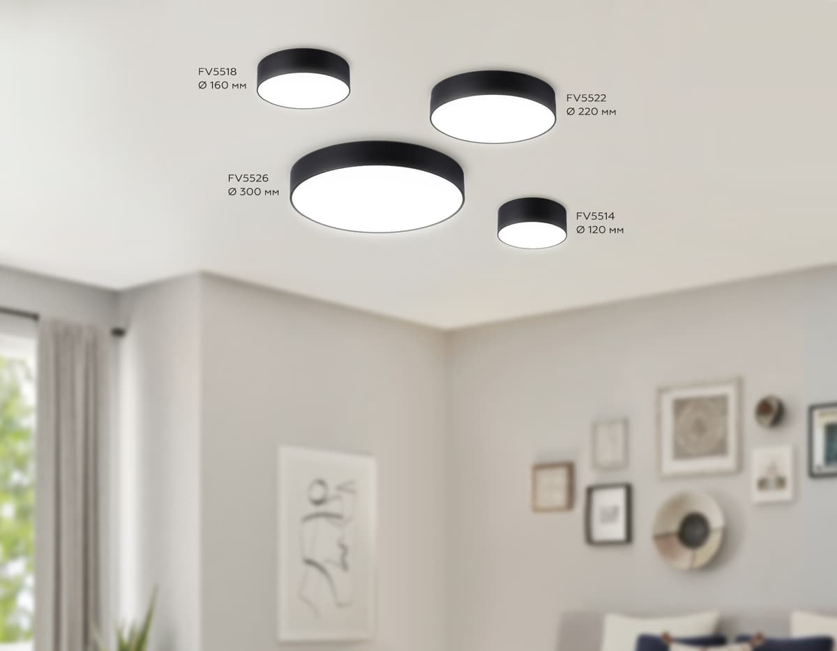 Потолочный светодиодный светильник FV5522 BK черный LED 26W 4200K D220*58 (Без ПДУ) Ambrella Light 12
