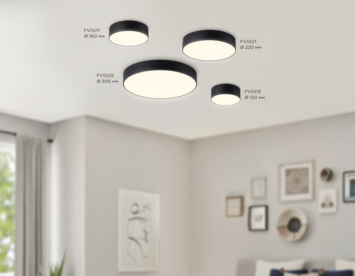Потолочный светодиодный светильник FV5525 BK черный LED 35W 3000K D300*58 (Без ПДУ) Ambrella Light 12