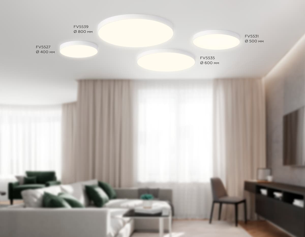 Потолочный светодиодный светильник FV5527 WH белый LED 45W 3000K D400*58 (Без ПДУ) Ambrella Light 12