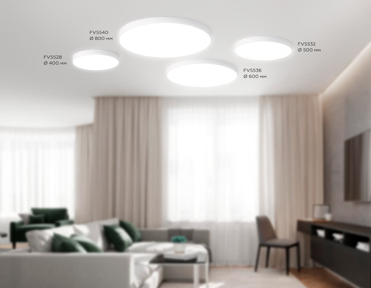 Потолочный светодиодный светильник FV5528 WH белый LED 45W 4200K D400*58 (Без ПДУ) Ambrella Light 12
