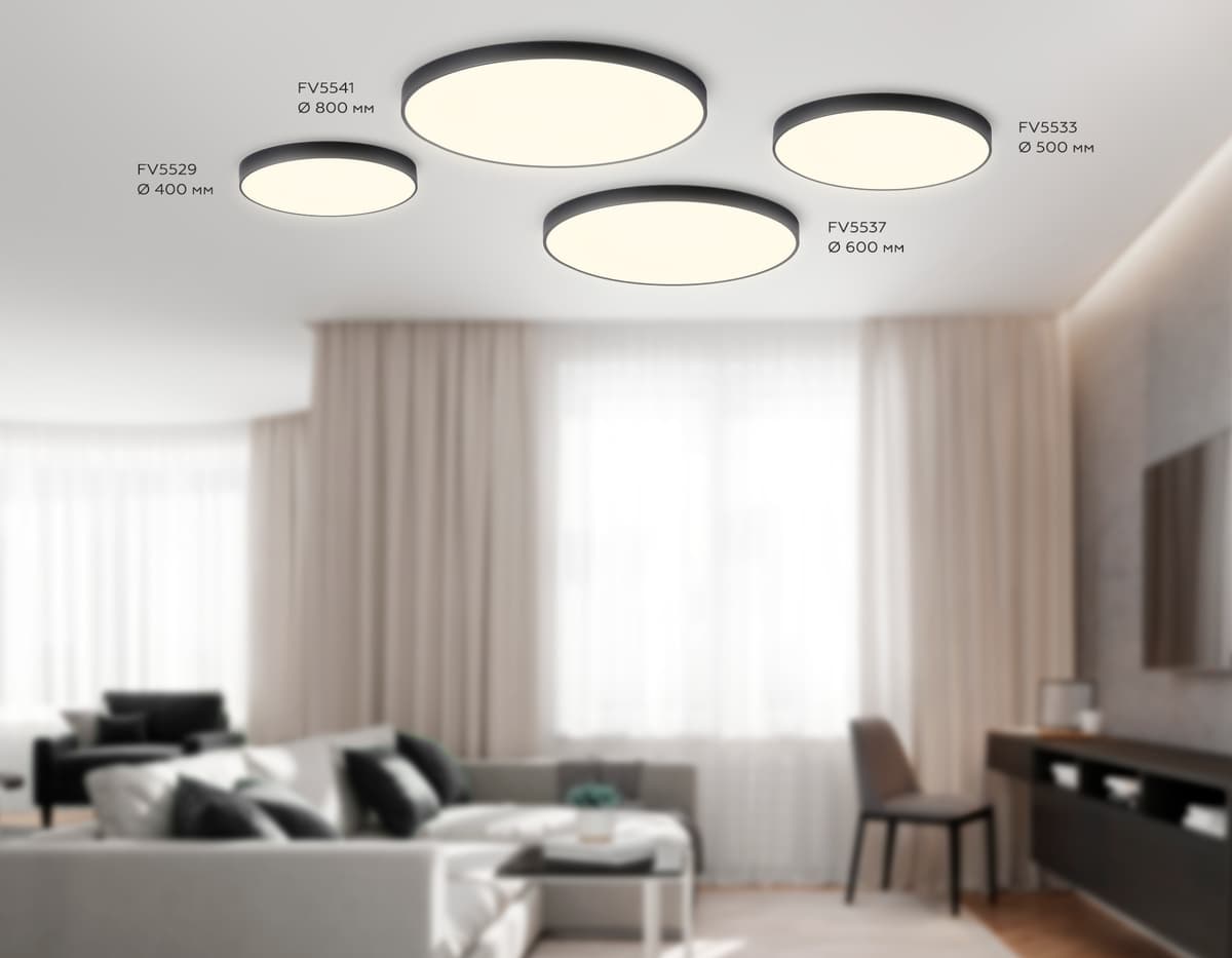 Потолочный светодиодный светильник FV5533 BK черный LED 60W 3000K D500*58 (Без ПДУ) Ambrella Light 12