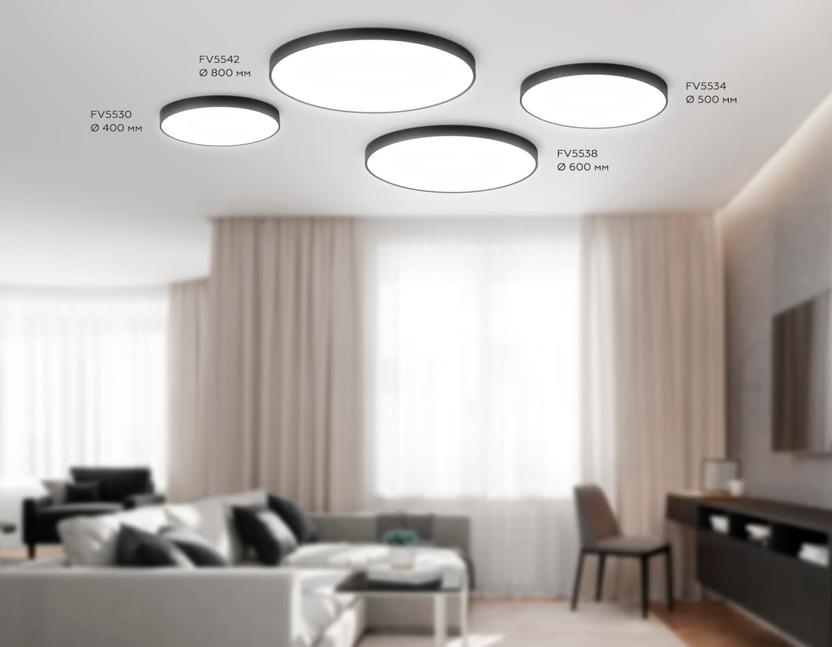 Потолочный светодиодный светильник FV5534 BK черный LED 60W 4200K D500*58 (Без ПДУ) Ambrella Light 12
