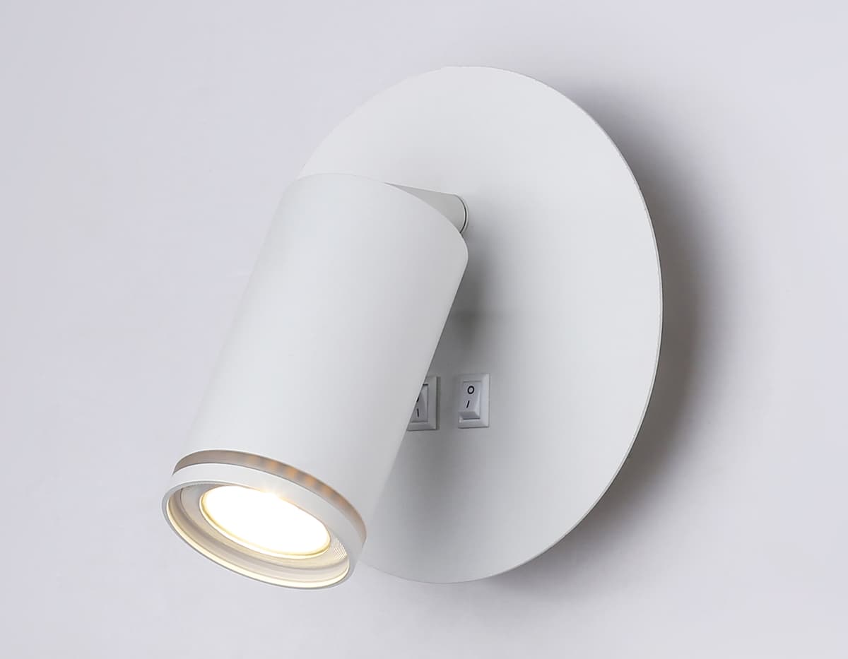 Настенный светильник с выключателем FW2462 WH белый GU10 max 12W+LED 4200K 7W D145*150 Ambrella Light 13