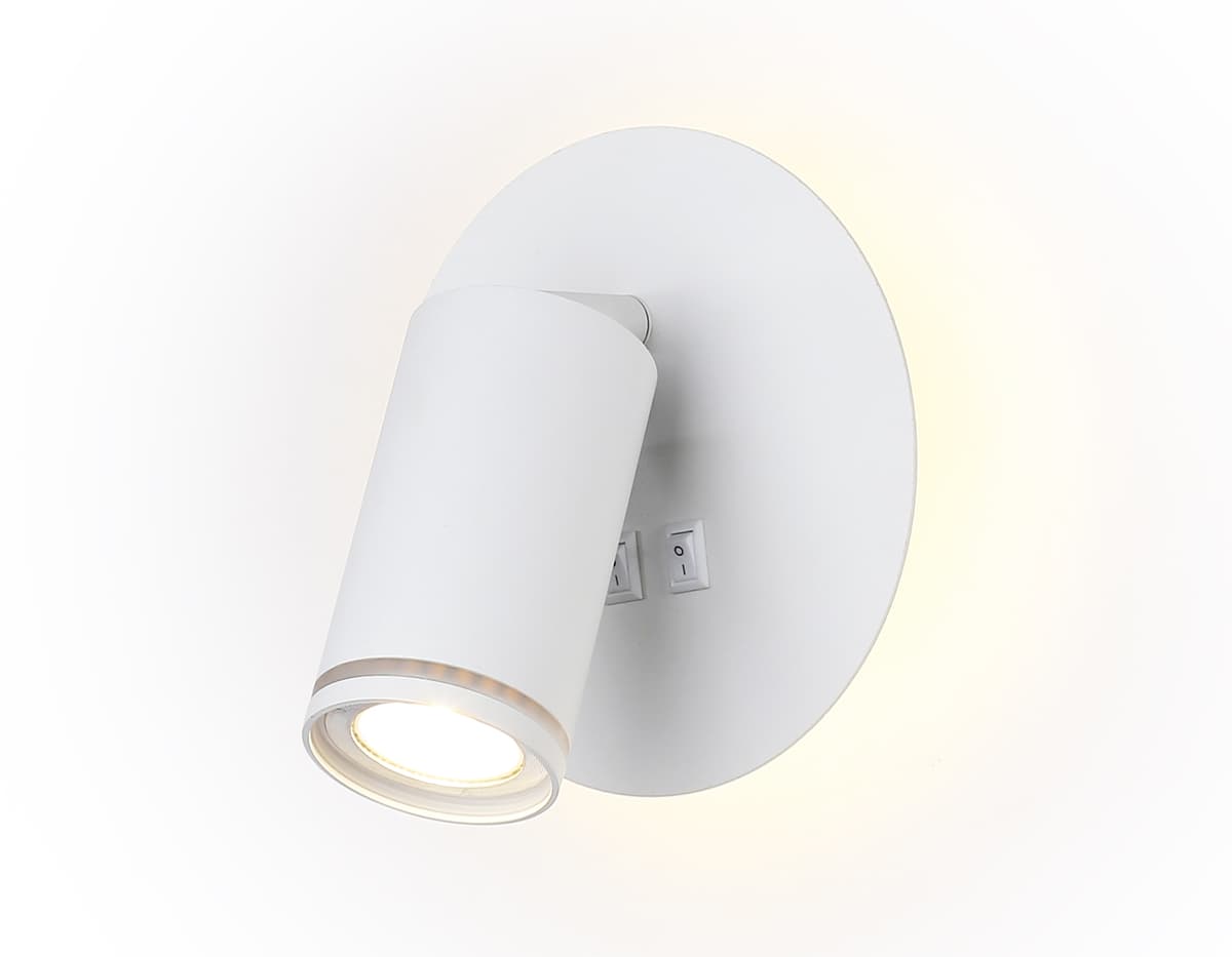 Настенный светильник с выключателем FW2462 WH белый GU10 max 12W+LED 4200K 7W D145*150 Ambrella Light 8