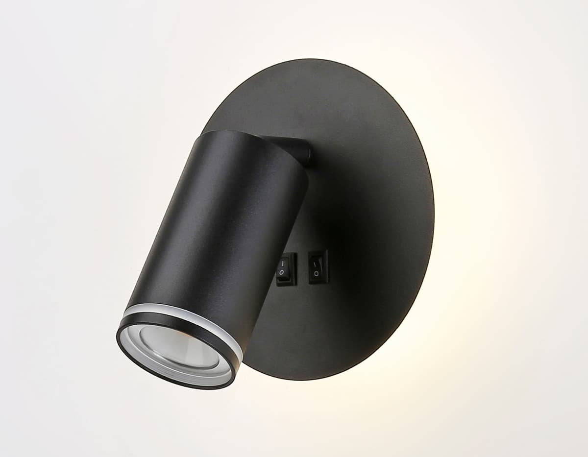 Настенный светильник с выключателем FW2463 BK черный GU10 max 12W+LED 4200K 7W D145*150 Ambrella Light 13