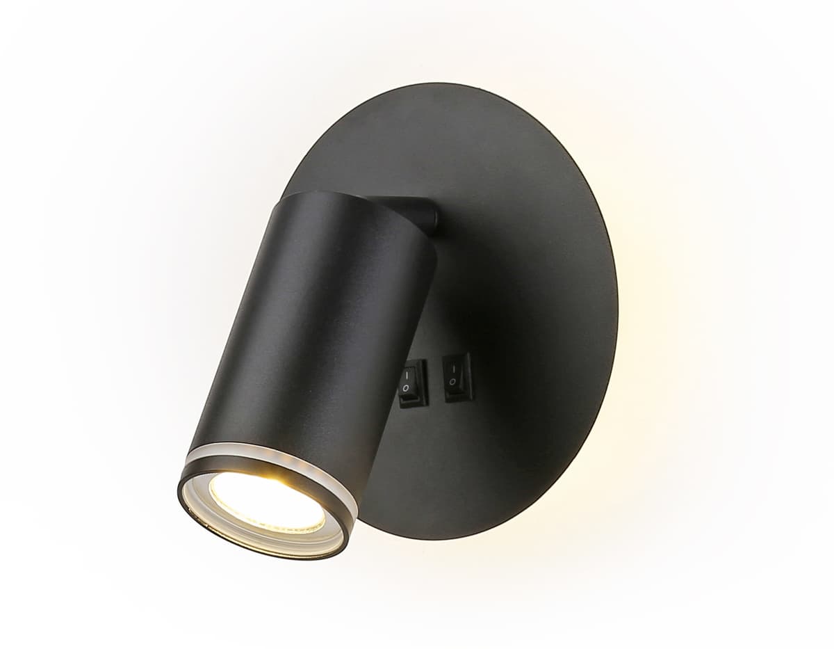 Настенный светильник с выключателем FW2463 BK черный GU10 max 12W+LED 4200K 7W D145*150 Ambrella Light 9