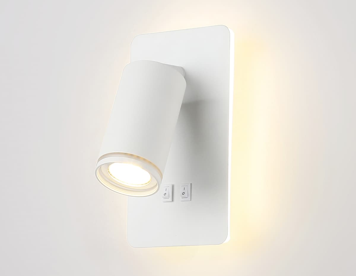 Настенный светильник с выключателем FW2465 WH белый GU10 max 12W+LED 4200K 9W 185*105*150 Ambrella Light 4