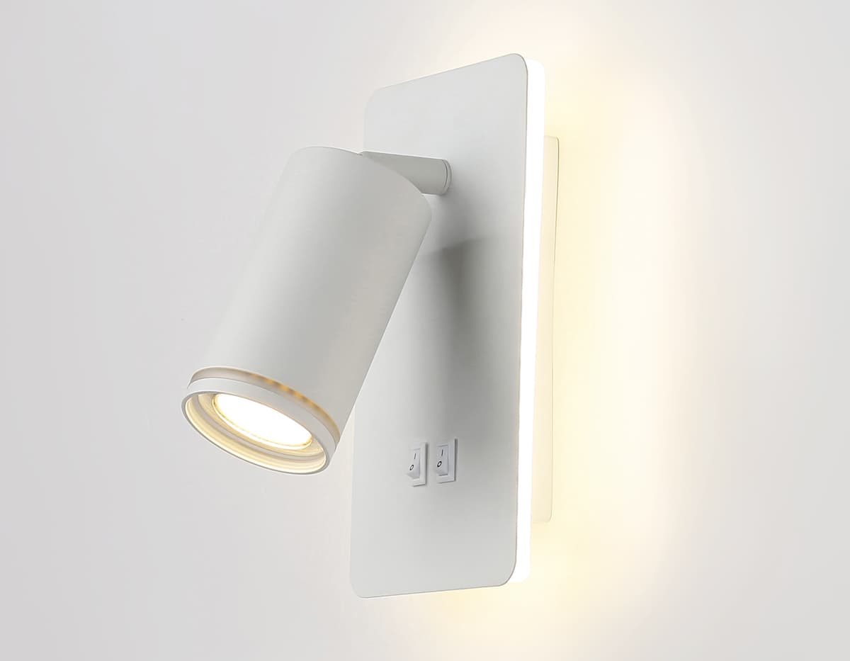 Настенный светильник с выключателем FW2465 WH белый GU10 max 12W+LED 4200K 9W 185*105*150 Ambrella Light 5