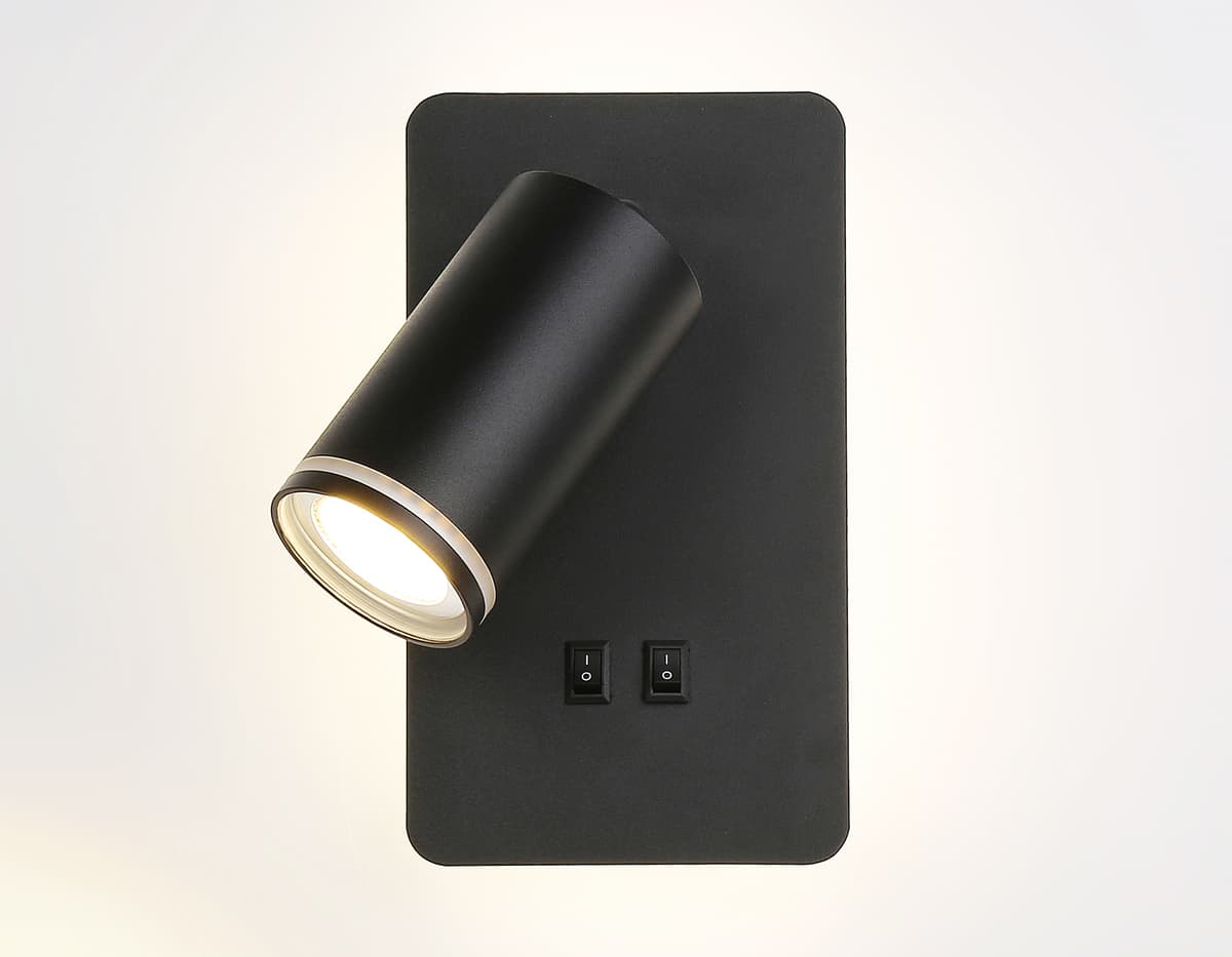 Настенный светильник с выключателем FW2466 BK черный GU10 max 12W+LED 4200K 9W 185*105*150 Ambrella Light 14