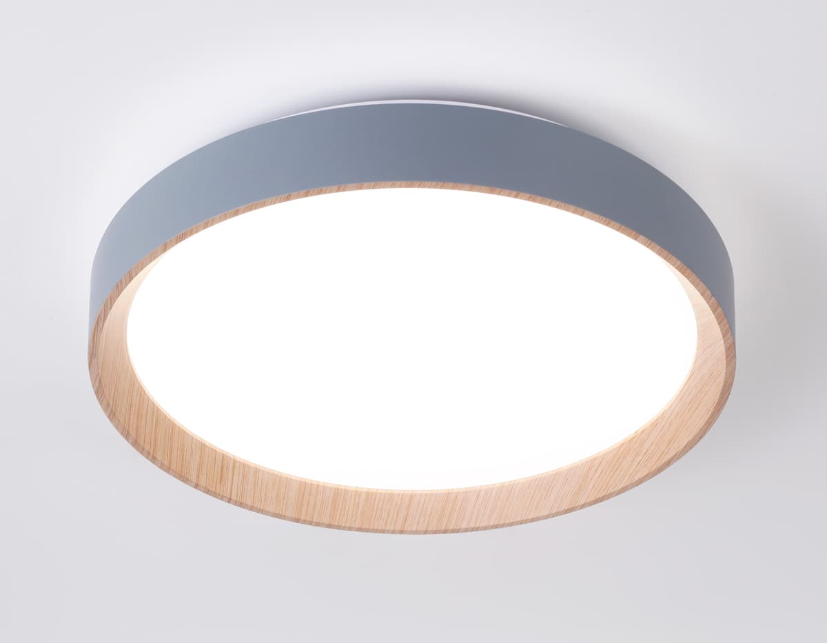 Потолочный светодиодный светильник с пультом FZ1320 GR/LWD серый/светлое дерево IP20 41W 3000-6400K D390*70 (ПДУ ИК) Ambrella Light 10