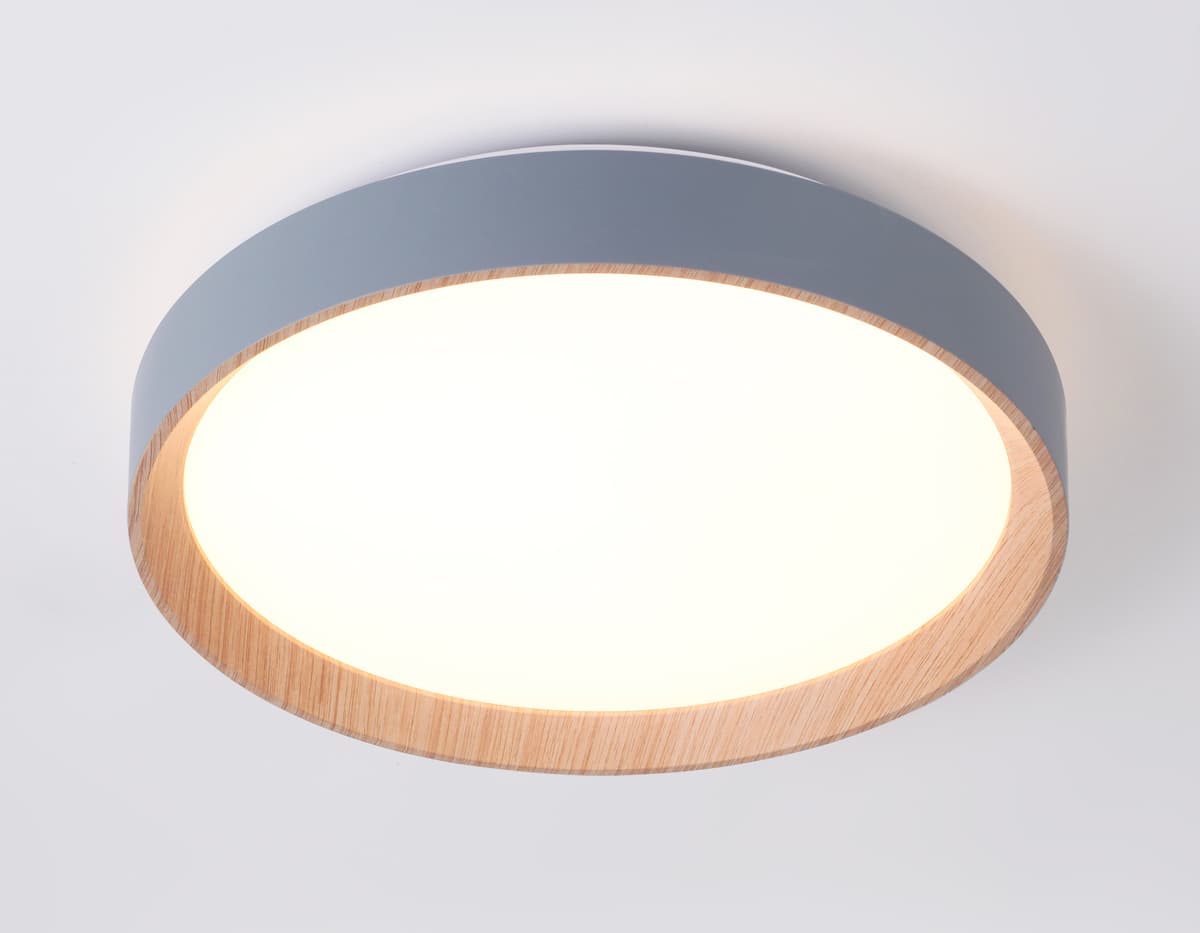 Потолочный светодиодный светильник с пультом FZ1320 GR/LWD серый/светлое дерево IP20 41W 3000-6400K D390*70 (ПДУ ИК) Ambrella Light 11