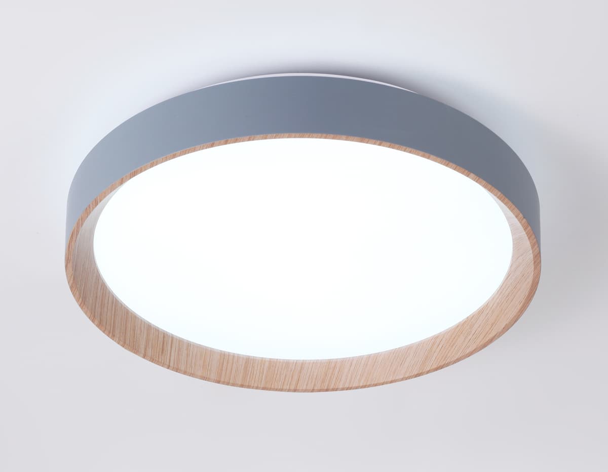 Потолочный светодиодный светильник с пультом FZ1320 GR/LWD серый/светлое дерево IP20 41W 3000-6400K D390*70 (ПДУ ИК) Ambrella Light 12