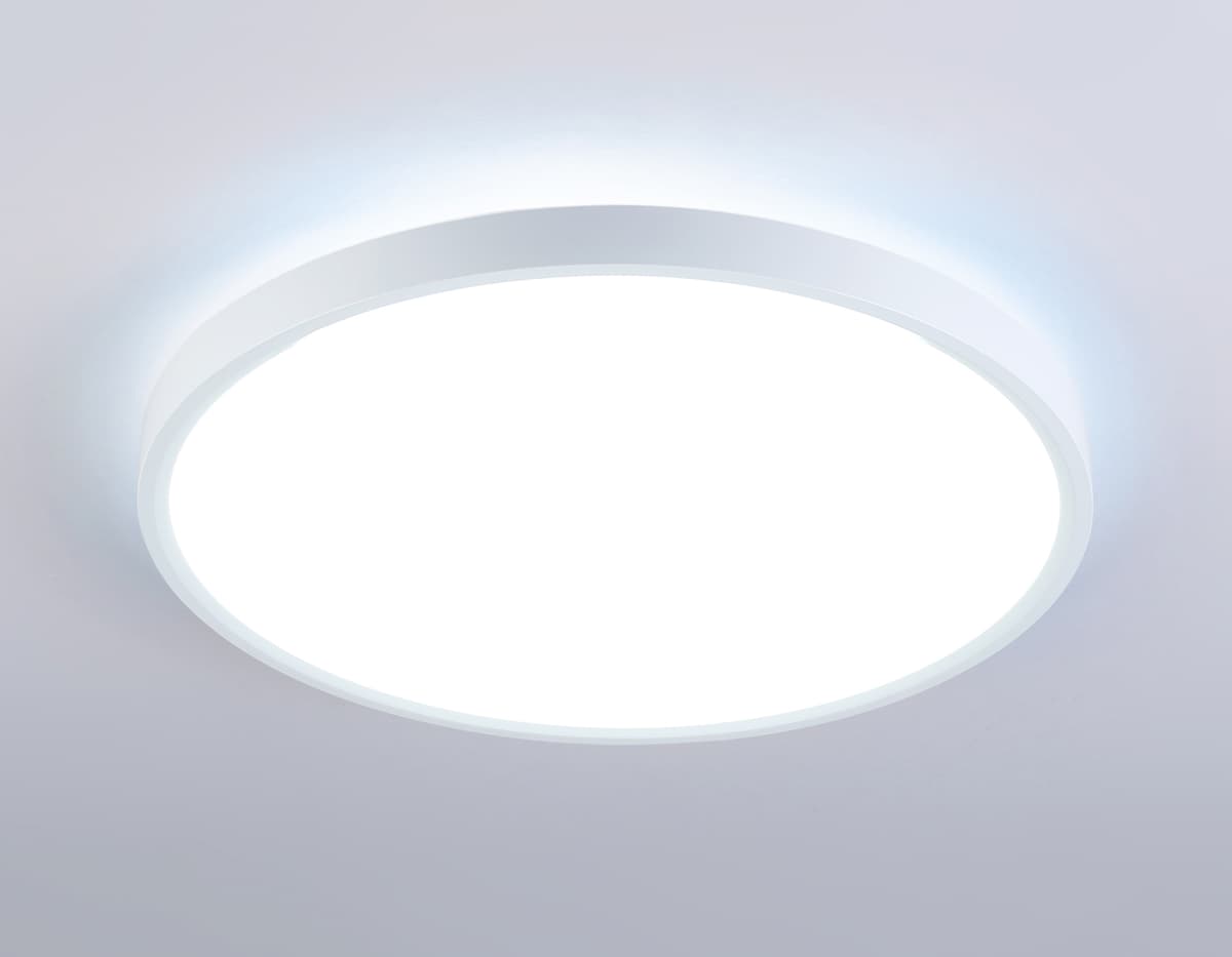 Потолочный светодиодный светильник с подсветкой FZ3001 WH белый IP44 24W+10W 6400+6400К D300*40 (Без ПДУ) Ambrella Light 12