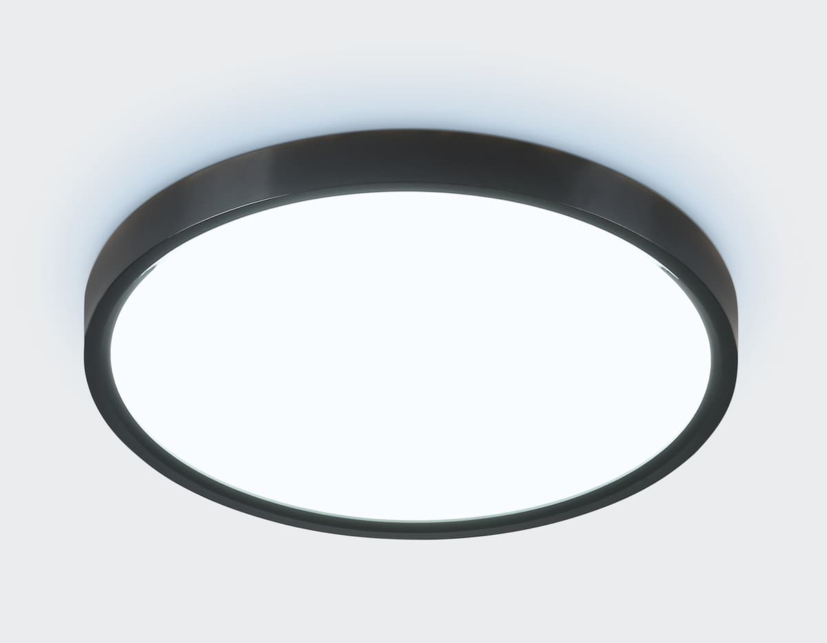 Потолочный светодиодный светильник с подсветкой FZ3050 BK черный IP44 24W+10W 6400+6400К D300*40 (Без ПДУ) Ambrella Light 12