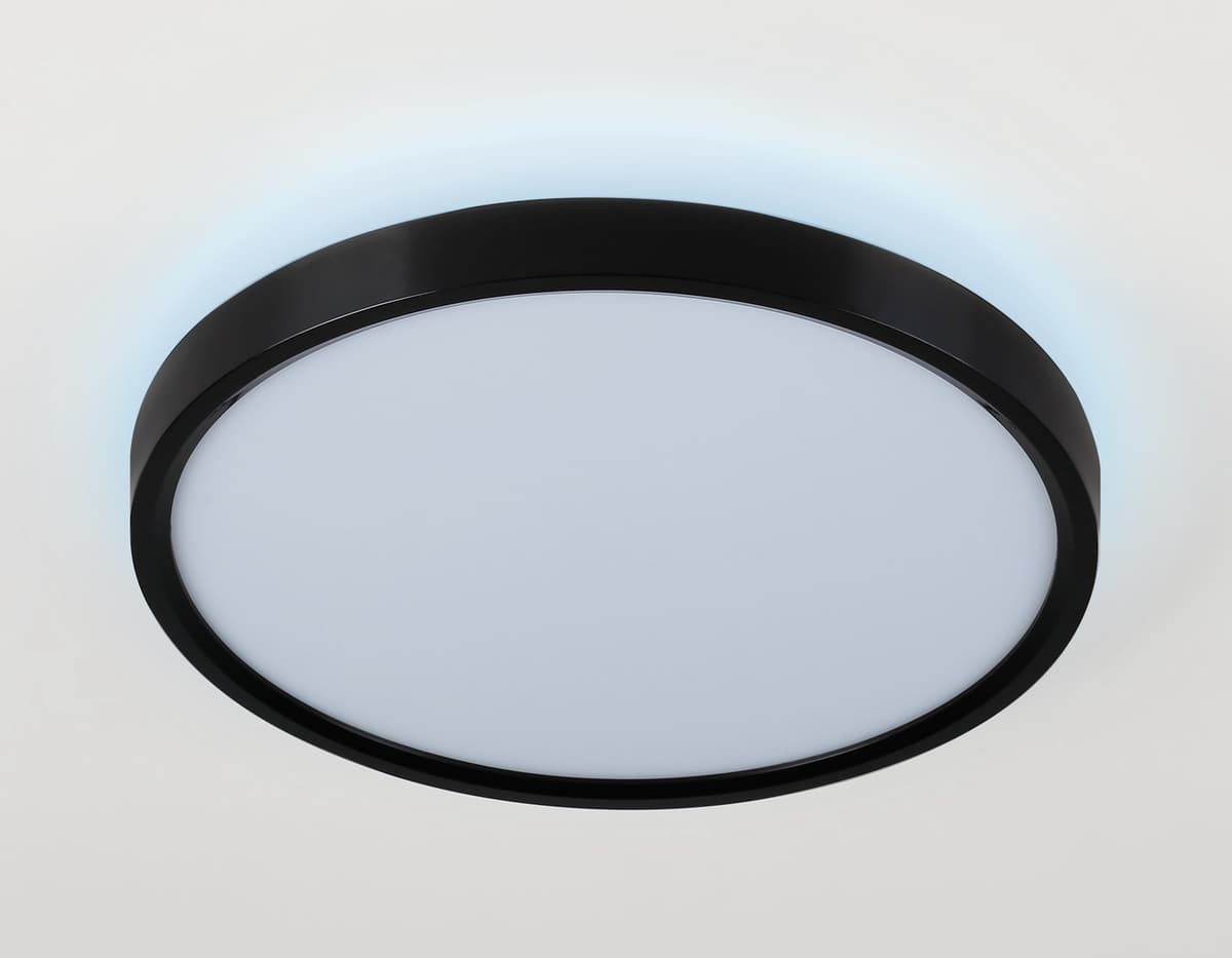 Потолочный светодиодный светильник с подсветкой FZ3050 BK черный IP44 24W+10W 6400+6400К D300*40 (Без ПДУ) Ambrella Light 13
