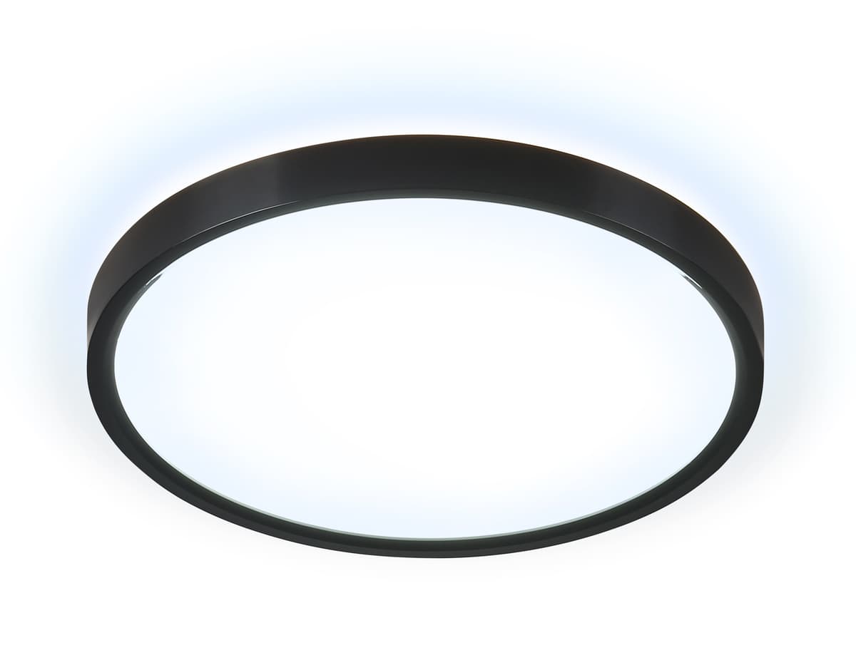 Потолочный светодиодный светильник с подсветкой FZ3050 BK черный IP44 24W+10W 6400+6400К D300*40 (Без ПДУ) Ambrella Light 9