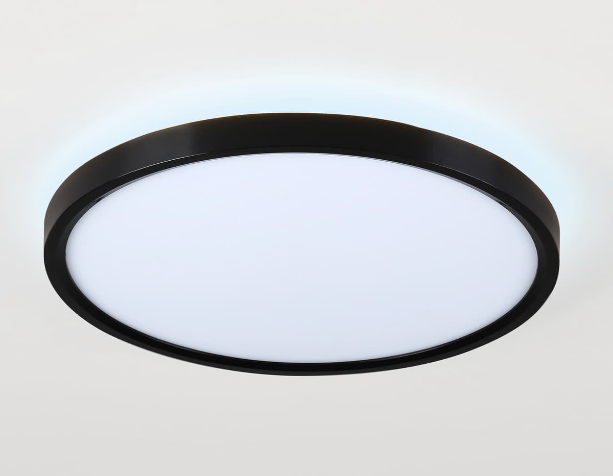 Потолочный светодиодный светильник с подсветкой FZ3055 BK черный IP44 33W+10W 6400+6400К D370*40 (Без ПДУ) Ambrella Light 14