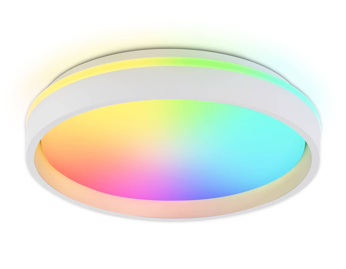 Светодиодный светильник RGB с пультом управления FZ601 WH/GD белый/золото IP20 46W 3000K-6500K+RGB D390*80 (ПДУ ИК) Ambrella Light 17
