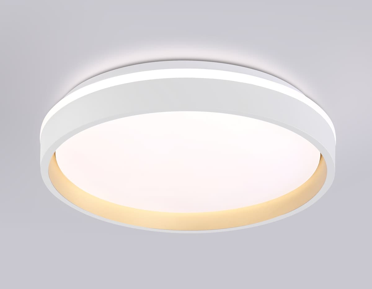Светодиодный светильник RGB с пультом управления FZ601 WH/GD белый/золото IP20 46W 3000K-6500K+RGB D390*80 (ПДУ ИК) Ambrella Light 20
