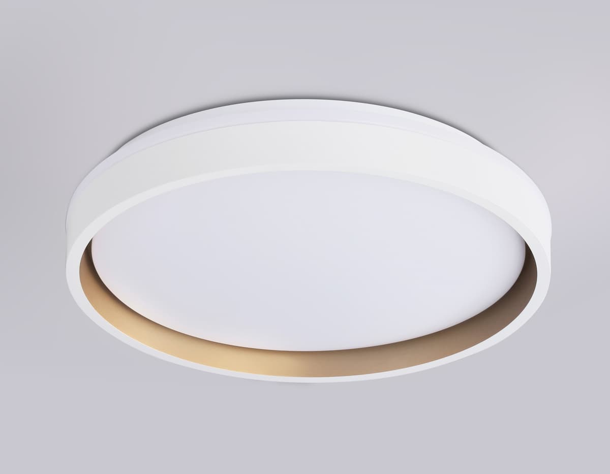 Светодиодный светильник RGB с пультом управления FZ601 WH/GD белый/золото IP20 46W 3000K-6500K+RGB D390*80 (ПДУ ИК) Ambrella Light 21