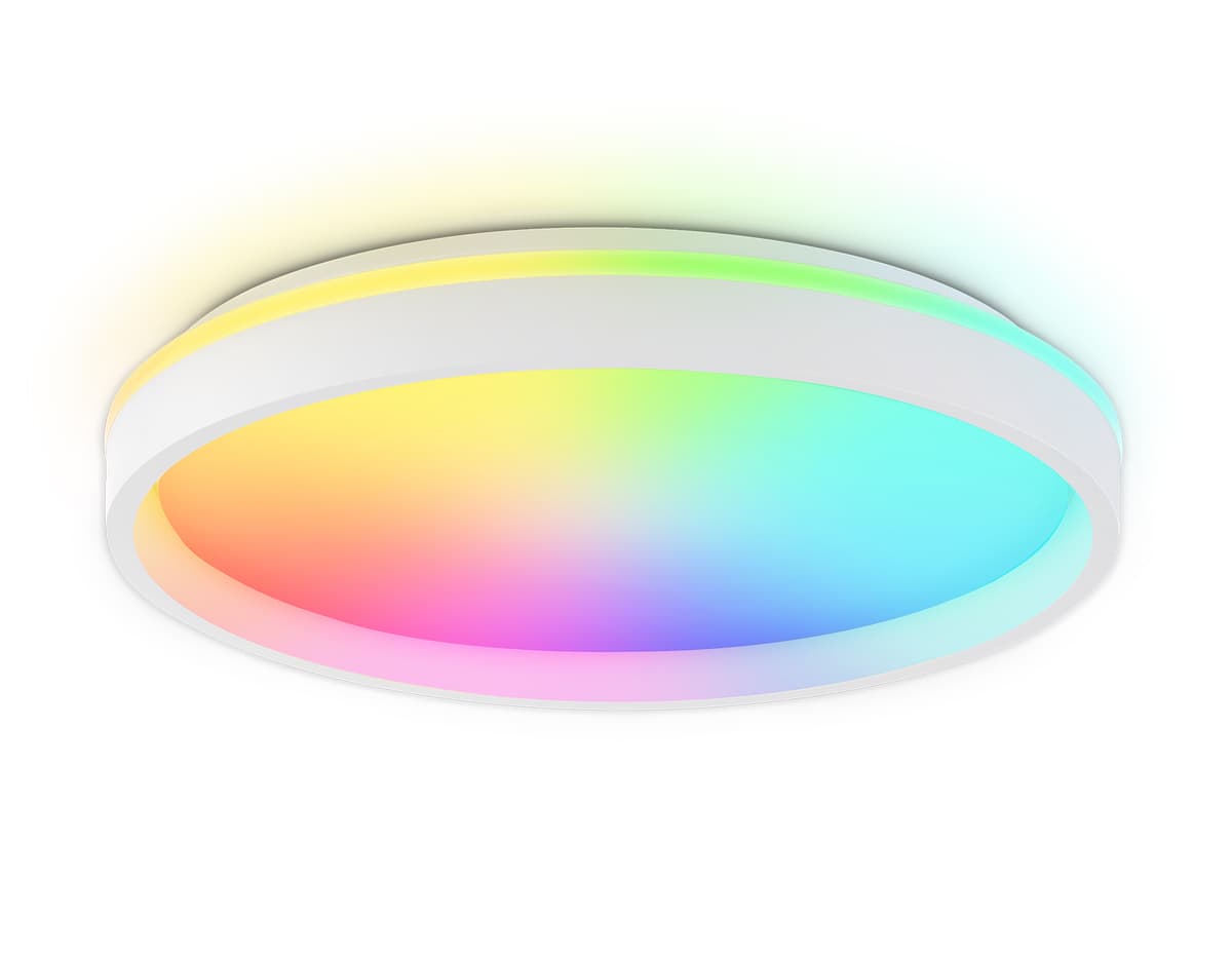 Светодиодный светильник RGB с пультом управления FZ607 WH/GD белый/золото IP20 66W 3000K-6500K+RGB D490*85 (ПДУ ИК) Ambrella Light 17