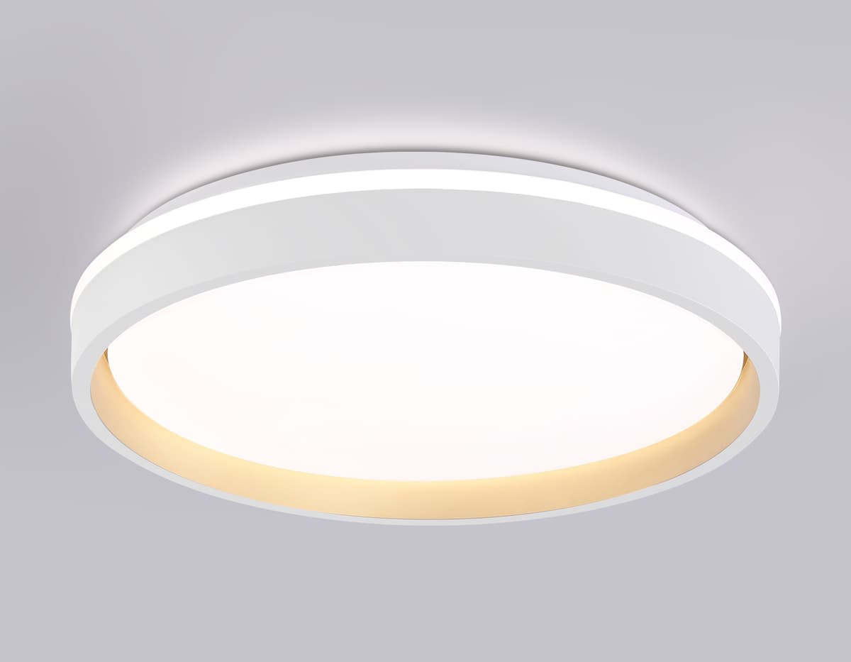 Светодиодный светильник RGB с пультом управления FZ607 WH/GD белый/золото IP20 66W 3000K-6500K+RGB D490*85 (ПДУ ИК) Ambrella Light 19