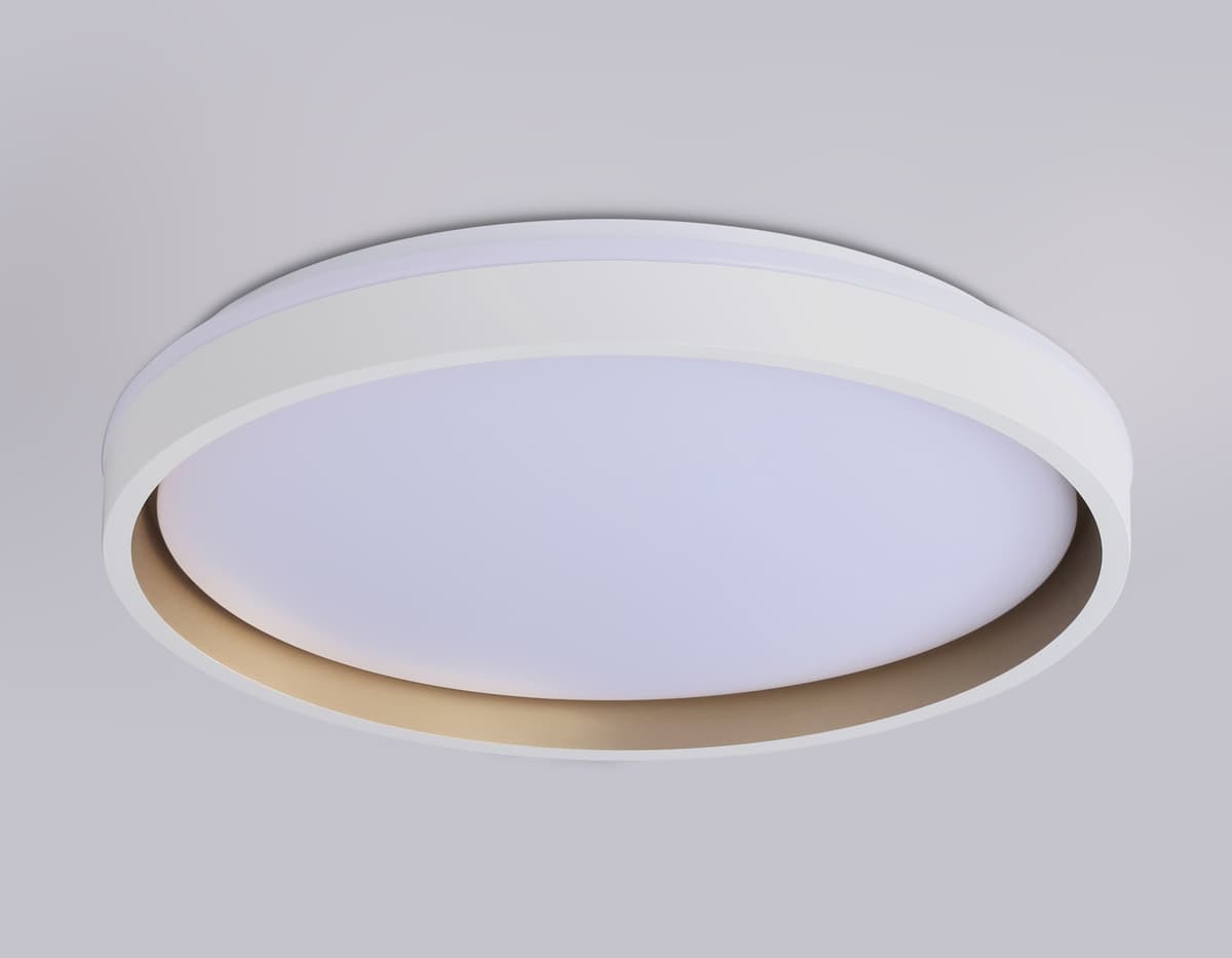 Светодиодный светильник RGB с пультом управления FZ607 WH/GD белый/золото IP20 66W 3000K-6500K+RGB D490*85 (ПДУ ИК) Ambrella Light 21