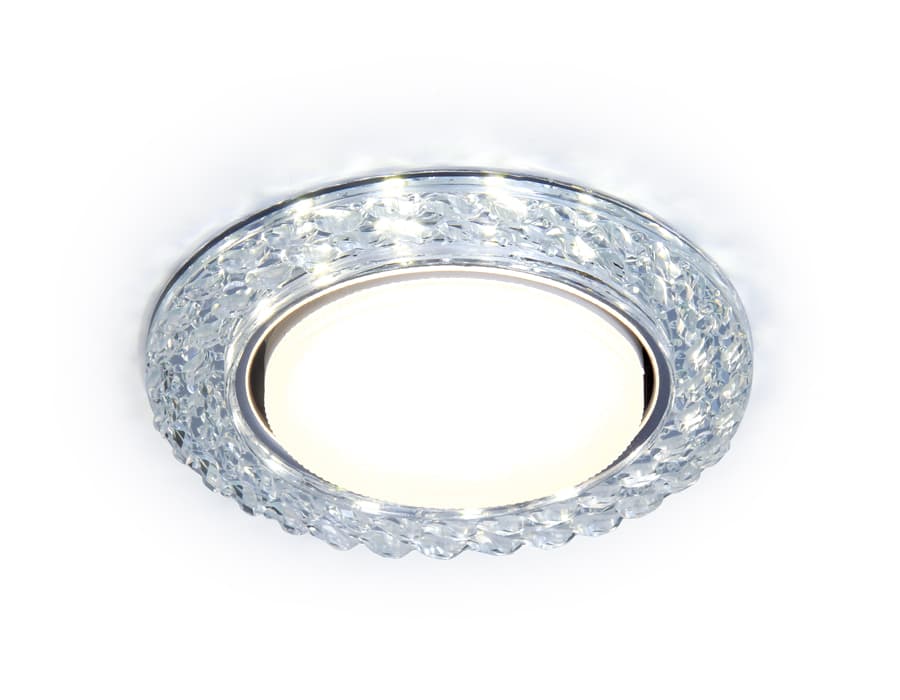 Встраиваемый точечный светильник GX53 с LED подсветкой G330 CL прозрачный GX53+3W(LED WHITE) D118*38 Ambrella Light 2