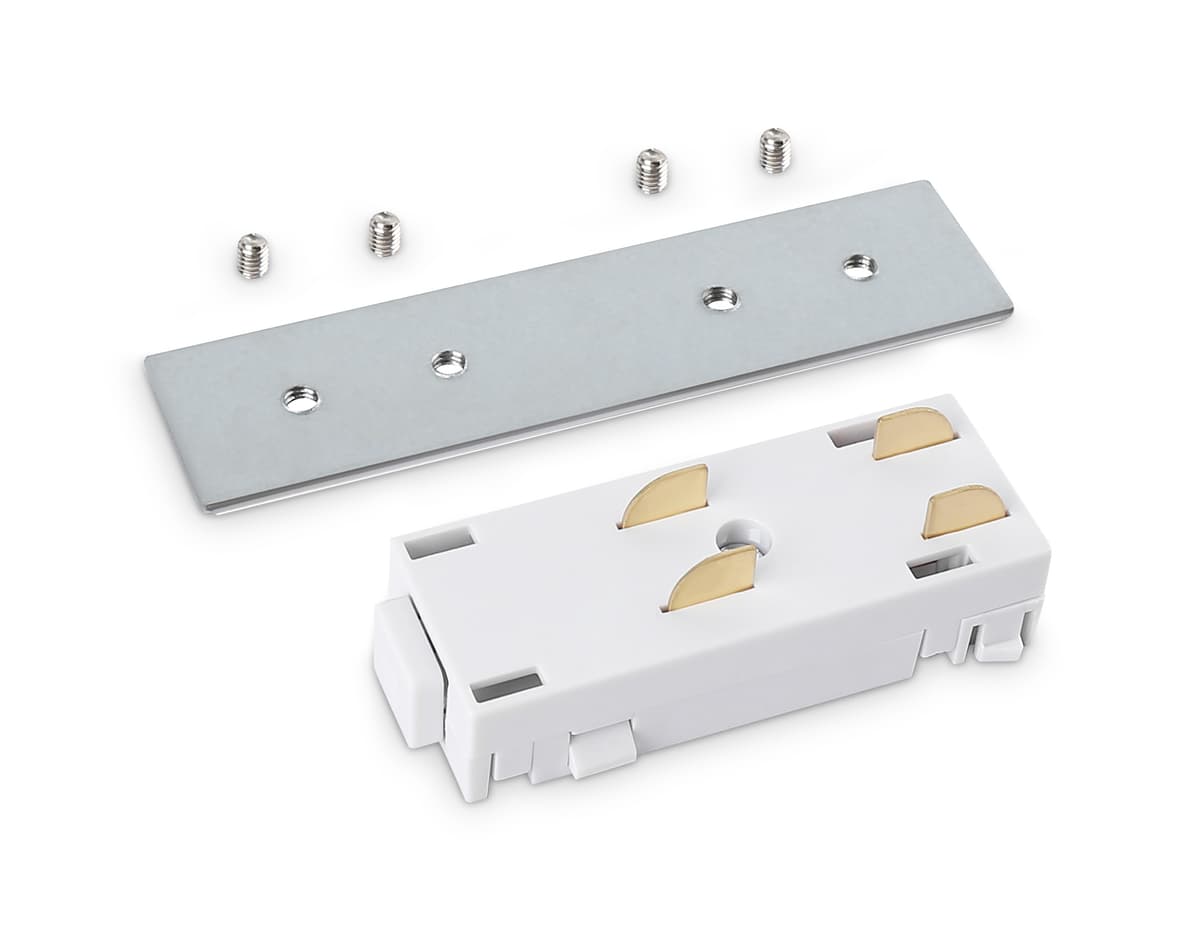Коннектор питания прямой с соединителем для шинопровода Magnetic 25мм 220V GL1105 WH белый коннектор питания с соеденителем прямой для шинопровода Magnetic 220V 68*28.5*18 Ambrella Light 4