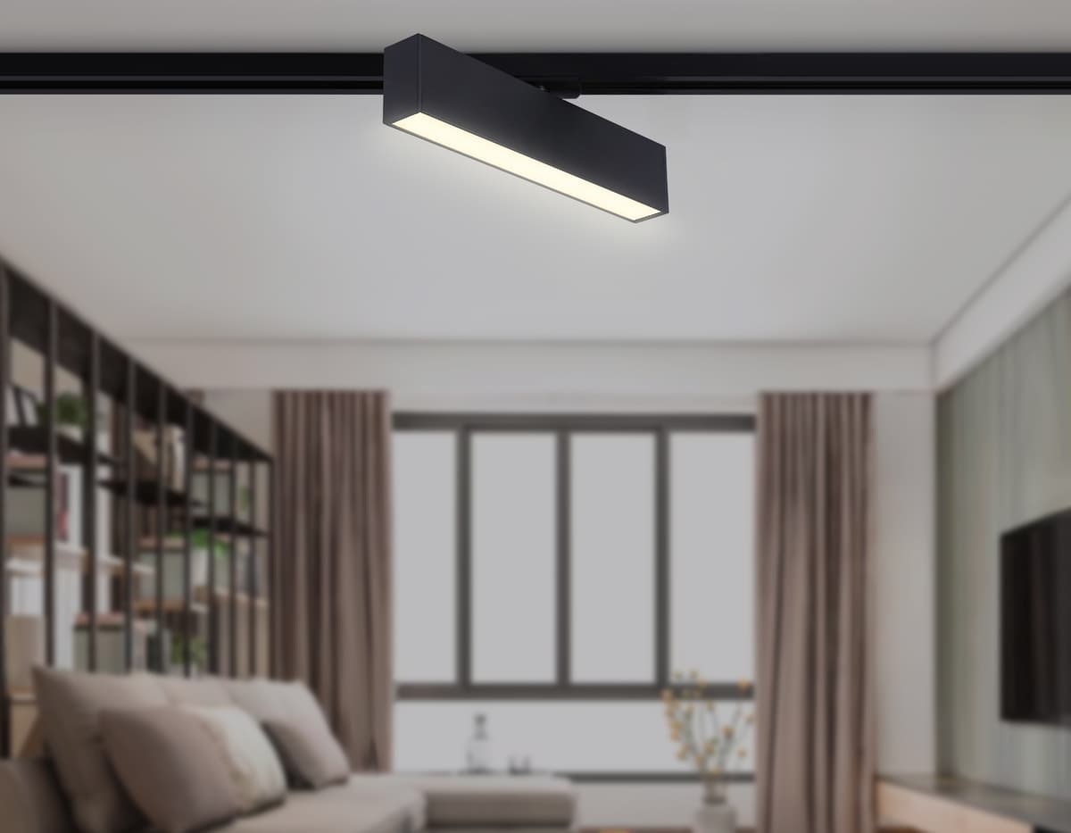 Трековый однофазный светодиодный светильник GL6765 BK черный LED 12W 3000K 300*22*48 Ambrella Light 11