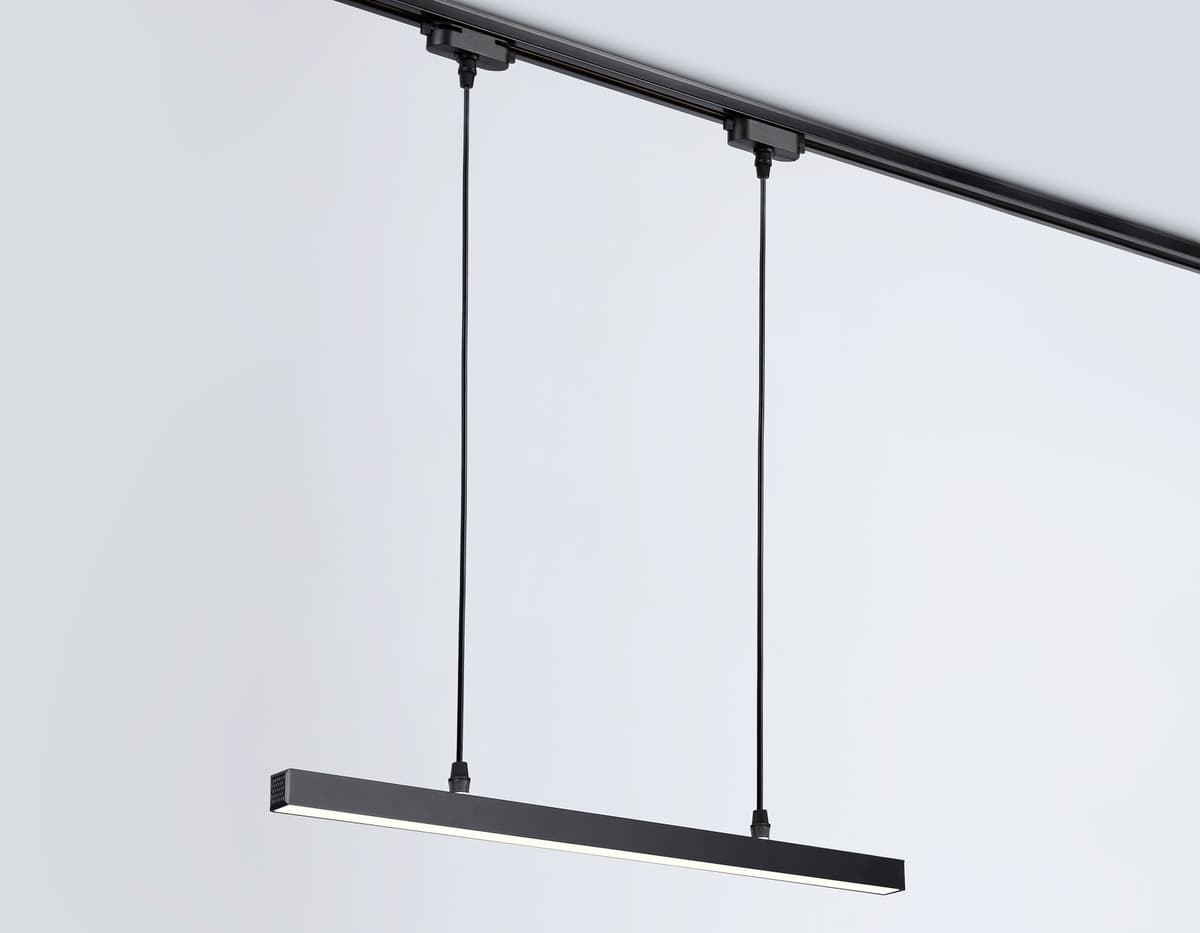 Трековый однофазный подвесной светодиодный светильник GL6785 BK черный LED 24W 3000K 600*22*1025 Ambrella Light 16