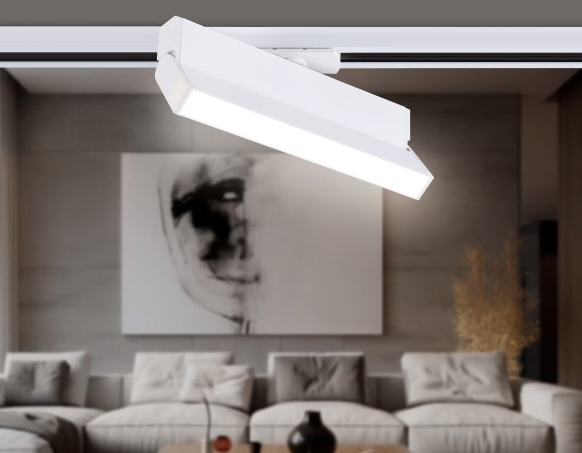 Трековый однофазный светодиодный светильник GL6806 WH белый LED 12W 4200K 230*22*87 Ambrella Light 11